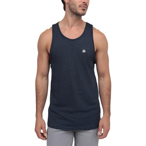 Tank Tops for Men Soft Cotton Blend Sleeveless Muscle Tanks S-2XL(Navy – Logo)