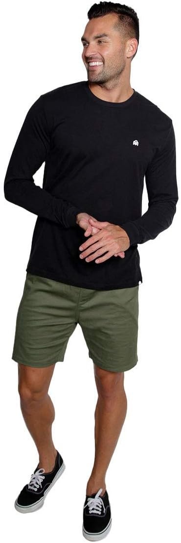 image:imageLong Sleeve Shirts for Men Soft Cotton Crew Neck Casual Tees S3XL2pack Branded Black and White