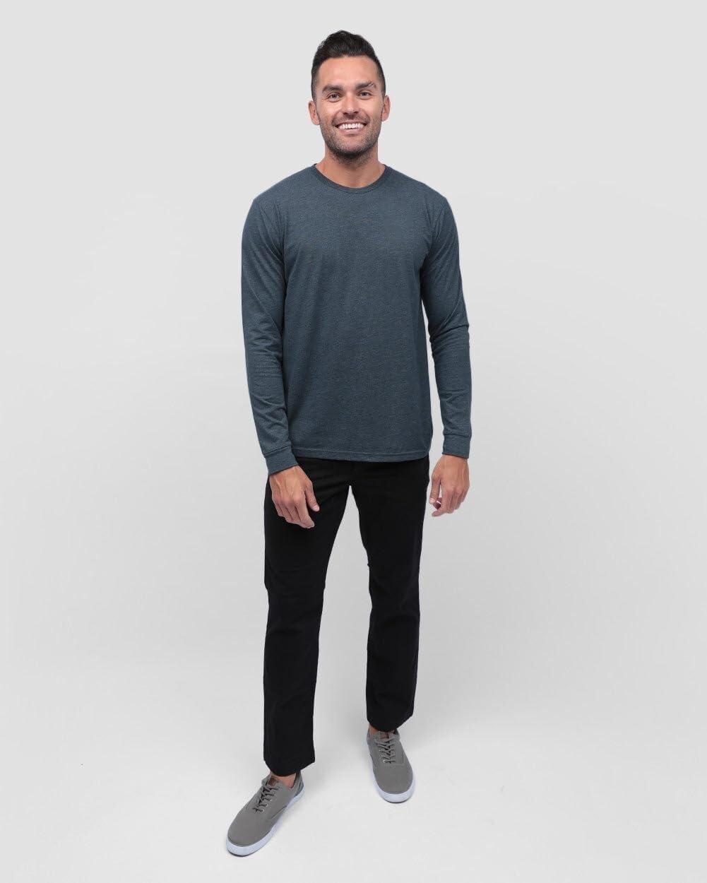 image:imageLong Sleeve Shirts for Men Soft Cotton Crew Neck Casual Tees S3XL2pack Nonbranded NavyGrey
