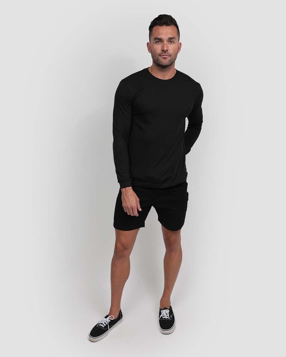 image:imageLong Sleeve Shirts for Men Soft Cotton Crew Neck Casual Tees S3XL3pack BlackCharcoalIndigo