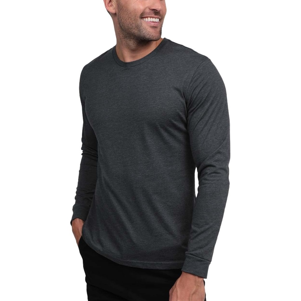 image:imageLong Sleeve Shirts for Men Soft Cotton Crew Neck Casual Tees S3XLNonbranded Charcoal