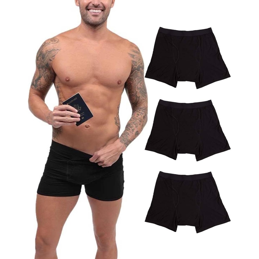image:imageStash Boxers for Men Hidden Pocket AntiTheft Boxer Briefs UnderwearBlack Modal 3pack