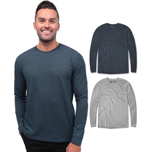 Long Sleeve Shirts for Men Soft Cotton Crew Neck Casual Tees S-3XL(2-pack Non-branded – Navy/Grey)