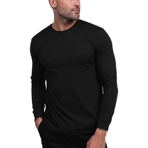 Long Sleeve Shirts for Men Soft Cotton Crew Neck Casual Tees S-3XL(Non-branded – Black)