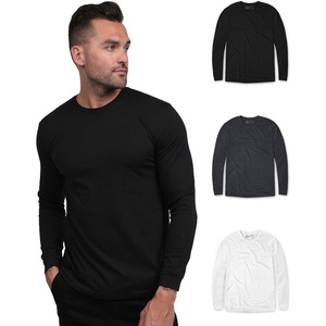 Long Sleeve Shirts for Men Soft Cotton Crew Neck Casual Tees S-3XL(Non-branded – Black/Charcoal/White)