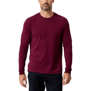Long Sleeve Shirts for Men Soft Cotton Crew Neck Casual Tees S-3XL(Non-branded – Dark Maroon)