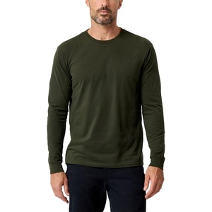 Long Sleeve Shirts for Men Soft Cotton Crew Neck Casual Tees S-3XL(Non-branded – Dark Olive)