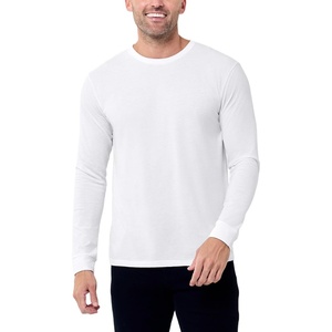 Long Sleeve Shirts for Men Soft Cotton Crew Neck Casual Tees S-3XL(Non-branded – White)