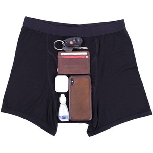 Stash Boxers for Men Hidden Pocket Anti-Theft Boxer Briefs Underwear(Black Modal)